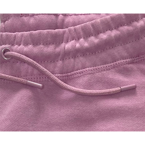 metal tips and eyelets for draw string on Lilac Hustle Shorts